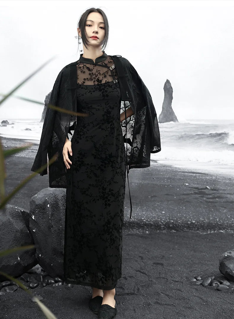Summer Elegance: Crane Emblem Black Jacket for Women