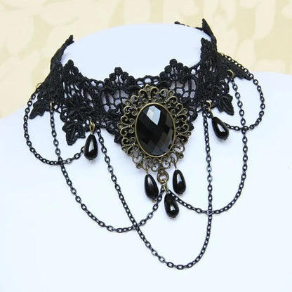 Gothic Victorian Black Lace Necklace