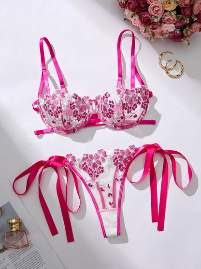 Luxe Floral Satin Lingerie Set