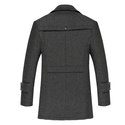 Casual Wool Coat Medium Length Scarf Collar and Cotton