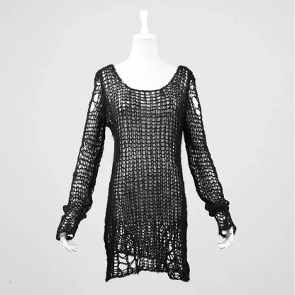 Rebel Stripe Knit Pullover Cape Sweater
