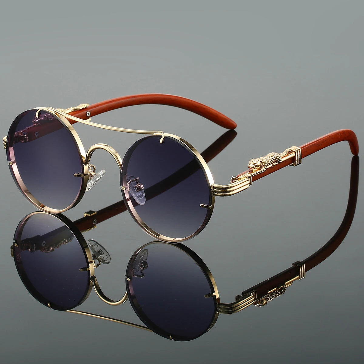 Vintage Double Bridge Round Sunglasses