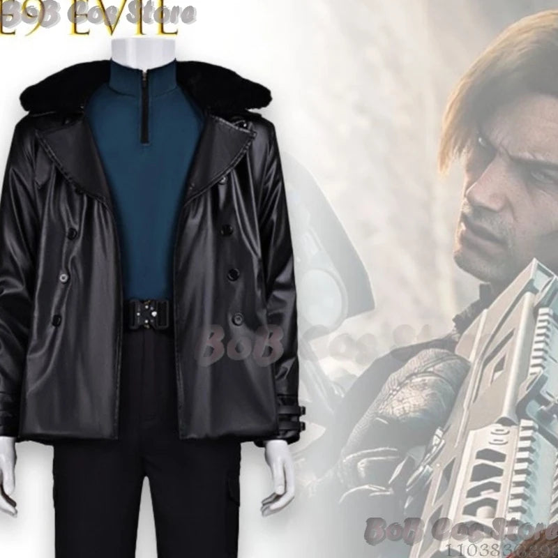 Leon Kennedy Cosplay Costume — Brown Leather Jacket & Tactical Set