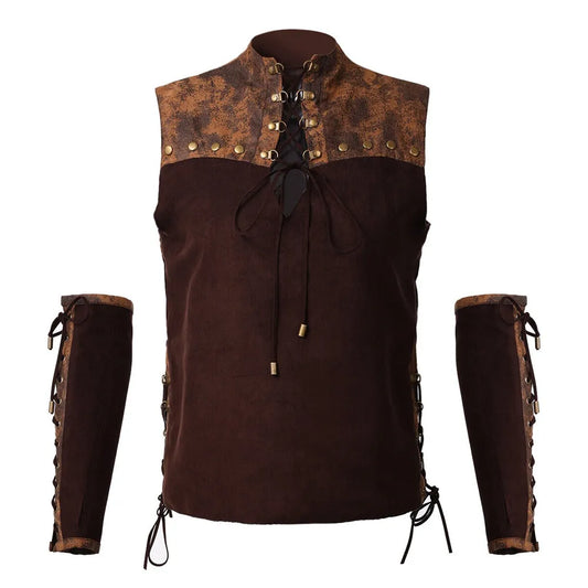 Women Steampunk Vest Vintage Blouse with Gloves