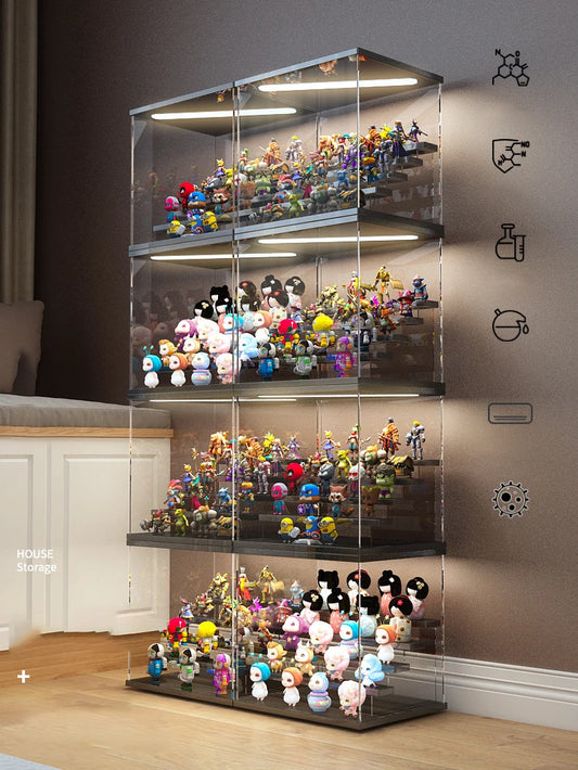 2-5 Tier Acrylic Display Box with Door for Figures