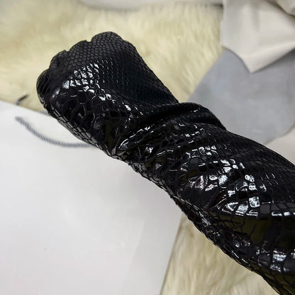 Crocodile-print Leather Gloves Sheepskin