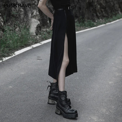 Chiffon Half Skirt Detachable Belt High Waist Long Skirts Women