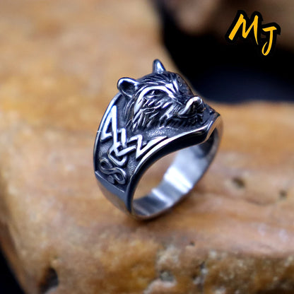 Punk Viking Wolf Head Rings