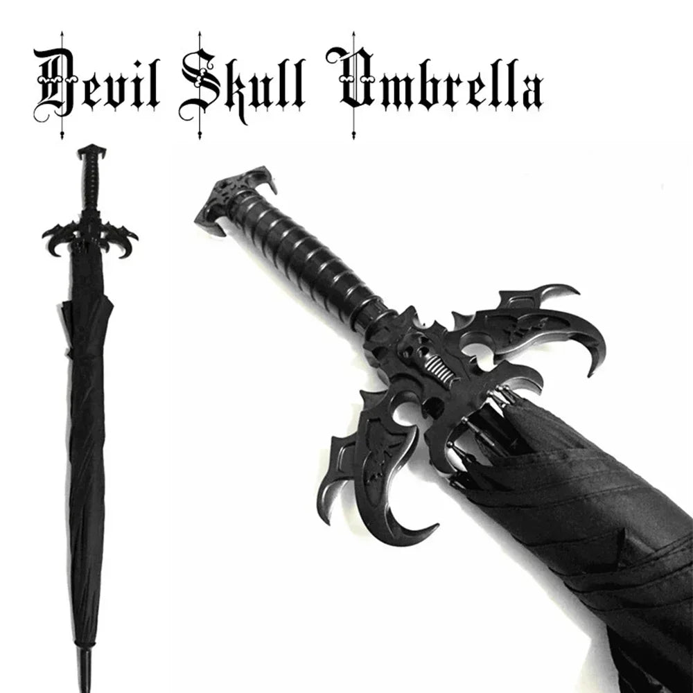 Gothic Dusk: Skull Sword Auto Umbrella