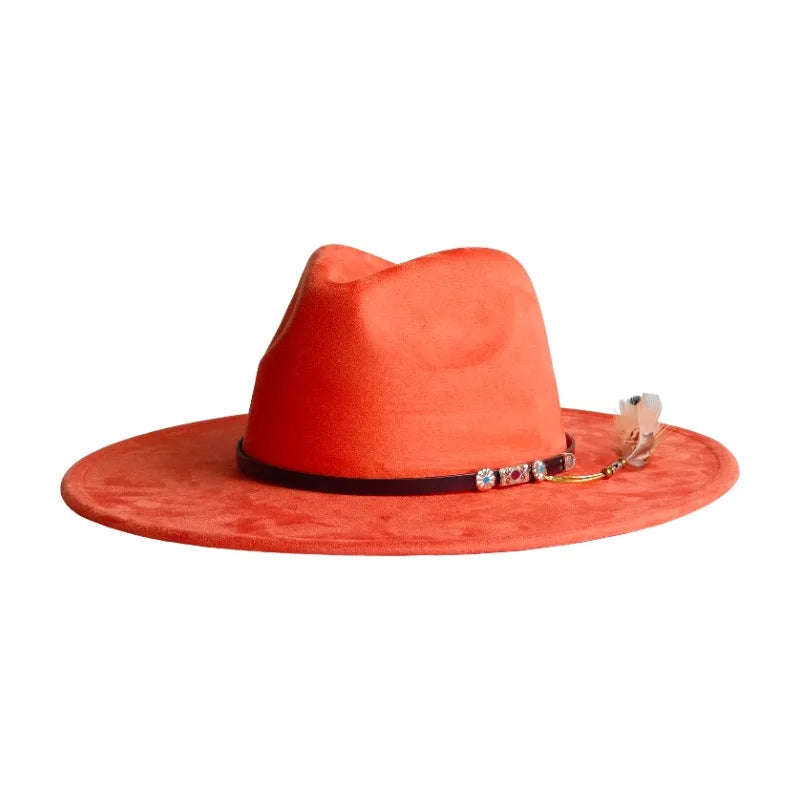 Wide Brim Suede Fedora — 36 Colors