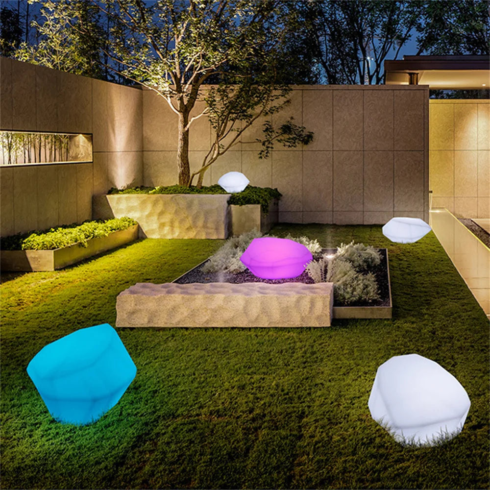 LED Glowing Stone Shape Light Outdoor Garden