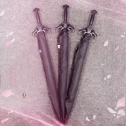 Gothic Dusk: Skull Sword Auto Umbrella