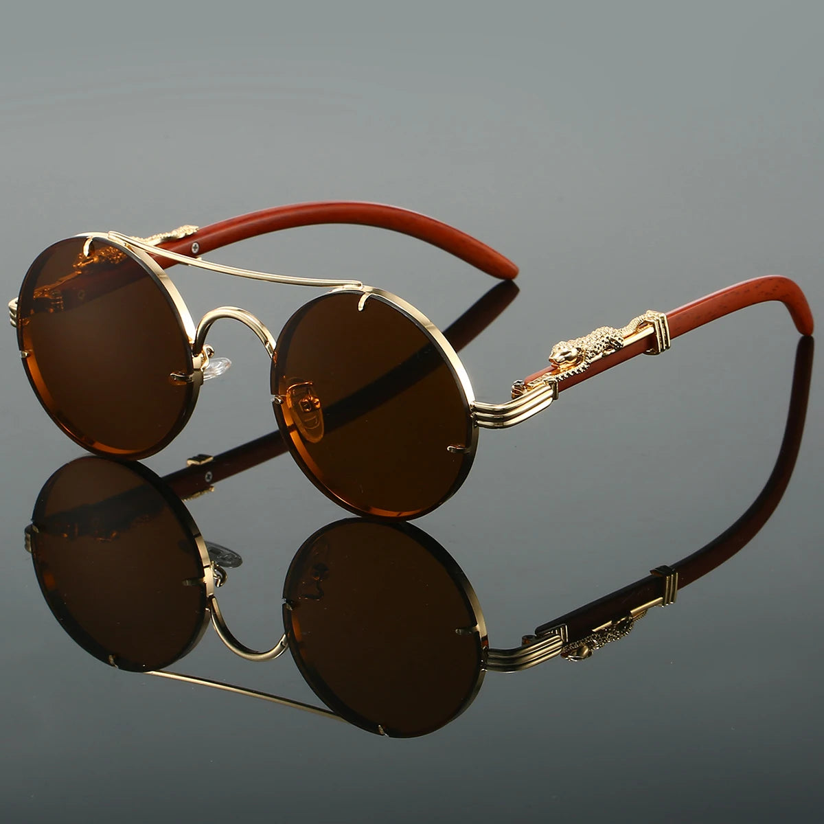 Vintage Double Bridge Round Sunglasses