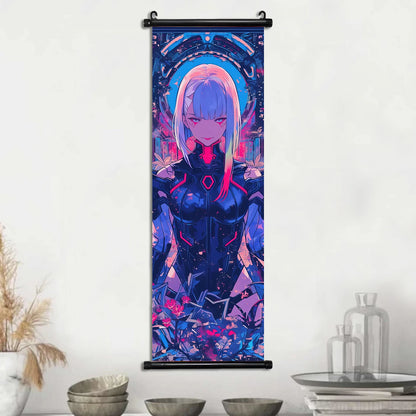 Cyber Rebecca Scroll Canvas: Futuristic Wall Art