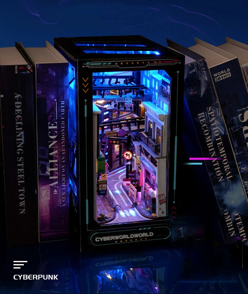 Cyberpunk DIY Book Nook Model Kit for Creative Room