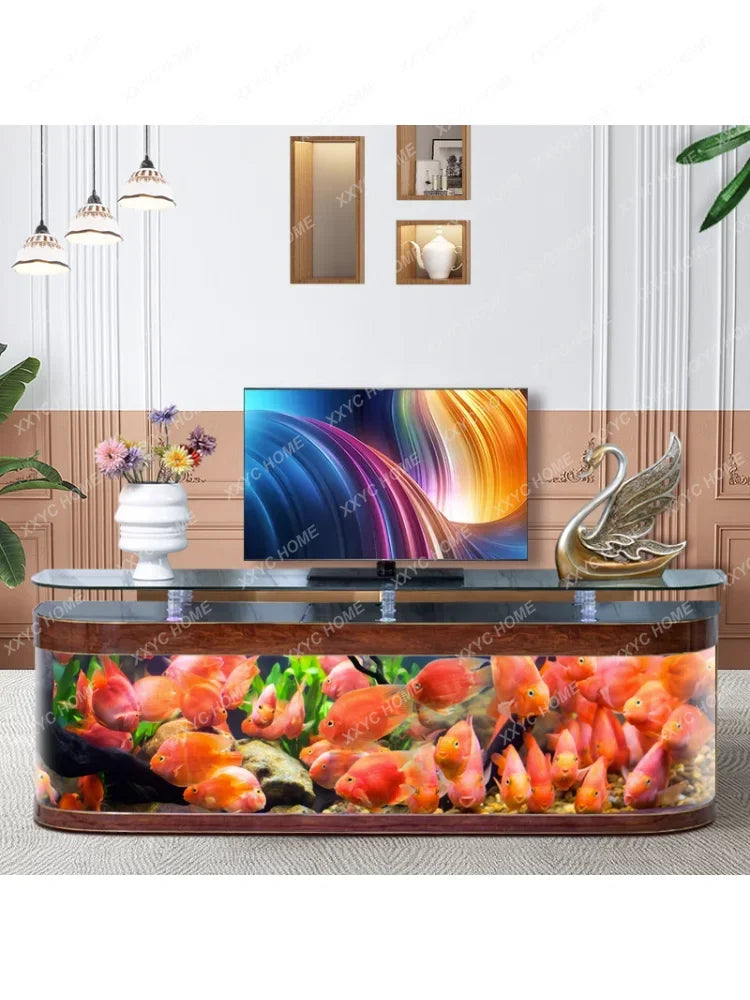 TV Cabinet Fish Tank Integrated Coffee Table