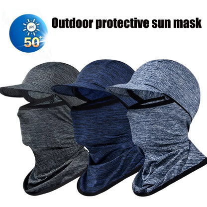 Sunscreen Face Cover Sun Hood Hat UV Protection Ice Silk Headgear for Men Women Cycling Climbing Running Sunscreen Riding Hood