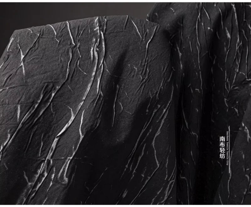 Eco Pleat: Black Nylon-Rayon Fabric for Design Creations