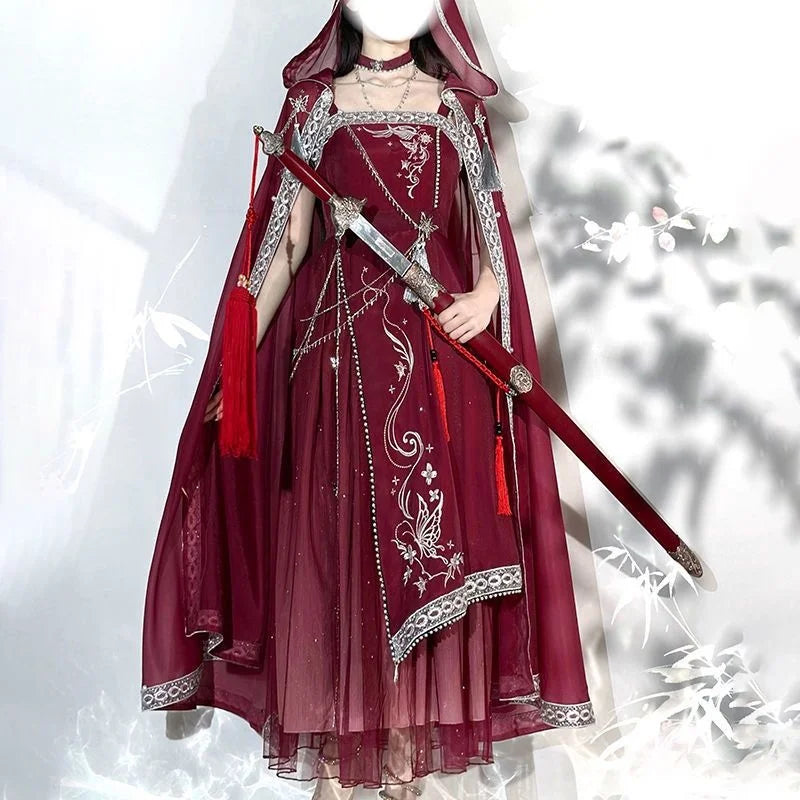 Starry River Dreams Red Miao Lolita Red Blue Cloak