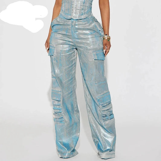 Streetwear Bling Tie Dye Cargo Pants