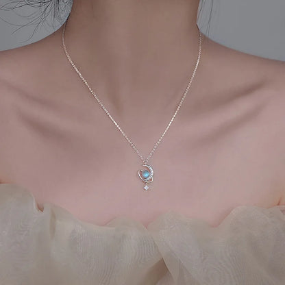 Silver Moonstone Star Choker - Celestial Elegance