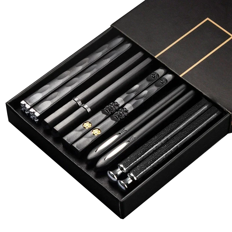 Japanese Non-Slip Chopsticks — 5 Pairs Metal