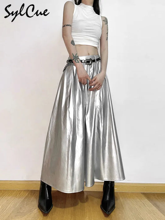 Long High Waist Pleated Skirt