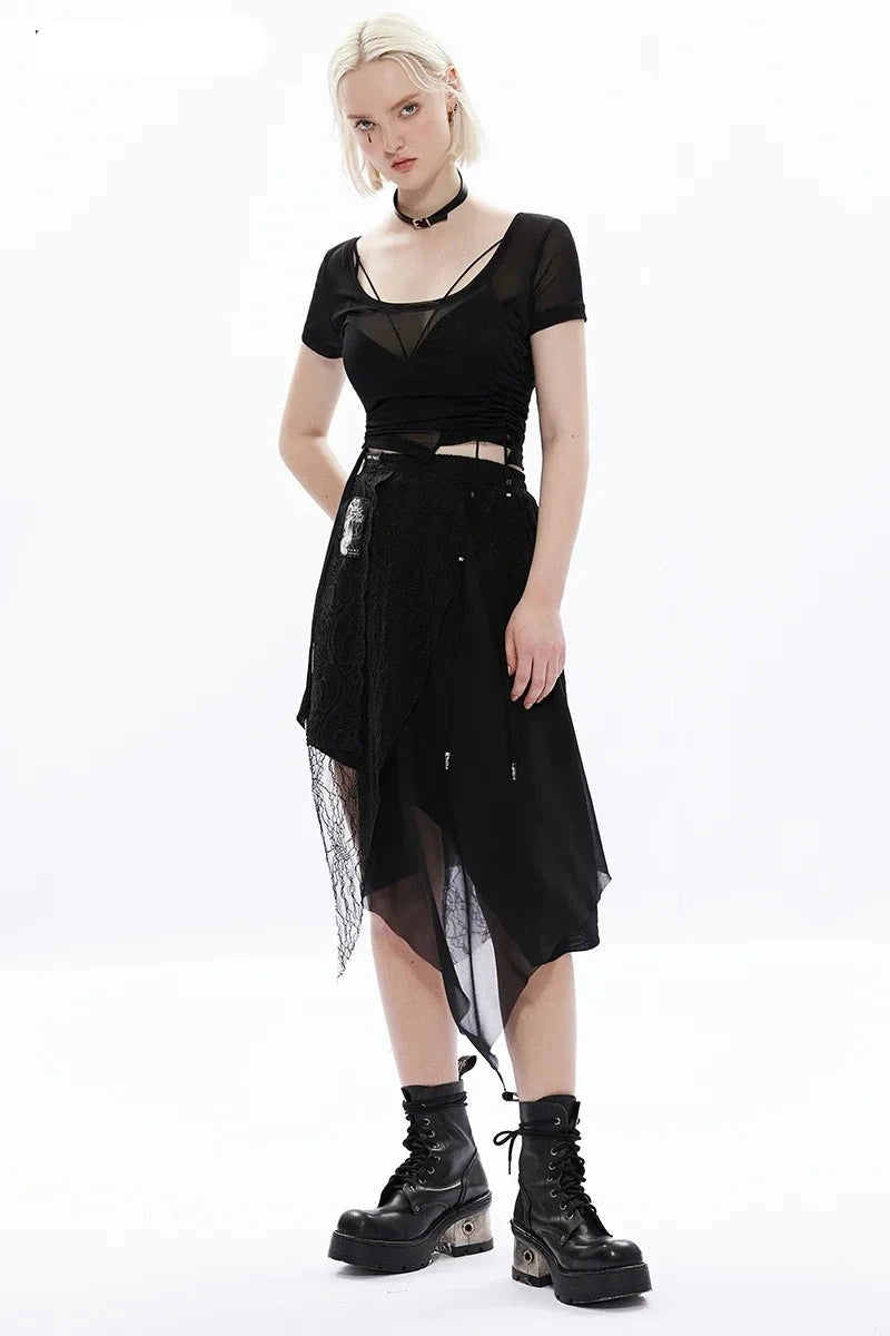 Dark Layered Three Layer Splicing High Waist Skirt