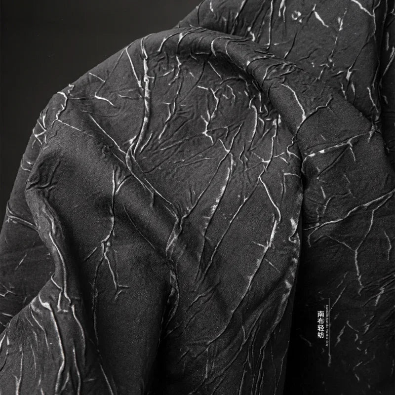 Eco Pleat: Black Nylon-Rayon Fabric for Design Creations