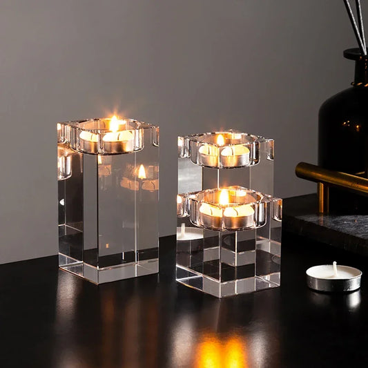 Modern Crystal Glass Creative Romantic Candle Holders