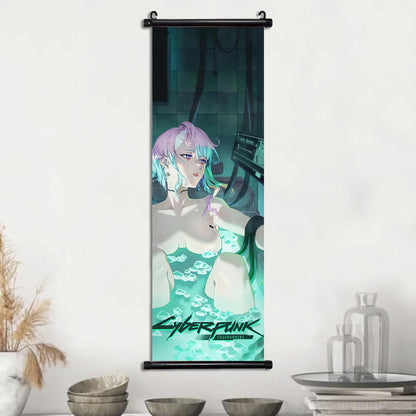 Cyber Rebecca Scroll Canvas: Futuristic Wall Art