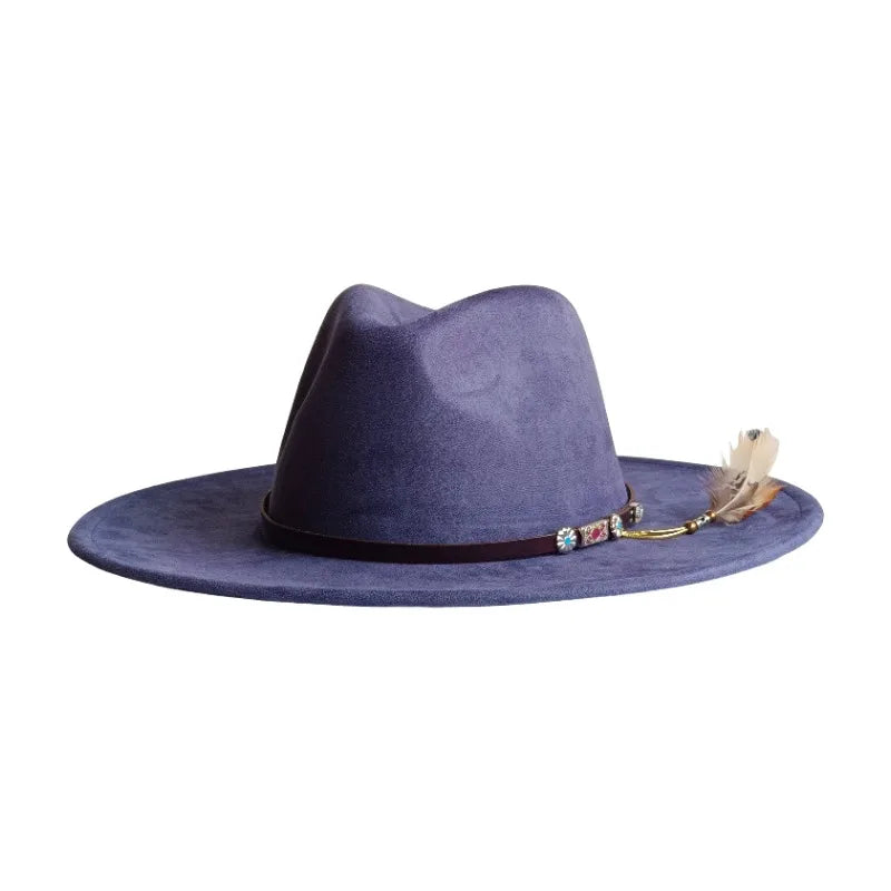 Wide Brim Suede Fedora — 36 Colors