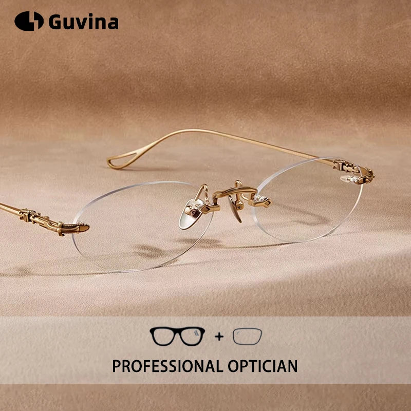 Lieve Pure Titanium Oval Optical Frames — Prescription Ready