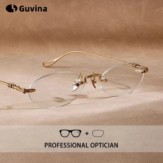 Lieve Pure Titanium Oval Optical Frames — Prescription Ready