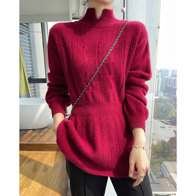 Knitted Dress 100% Cashmere Long Sweater Skirt