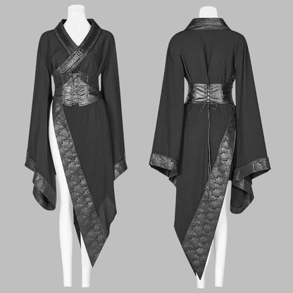 Dark Asymmetrical Punk Kimono Dress