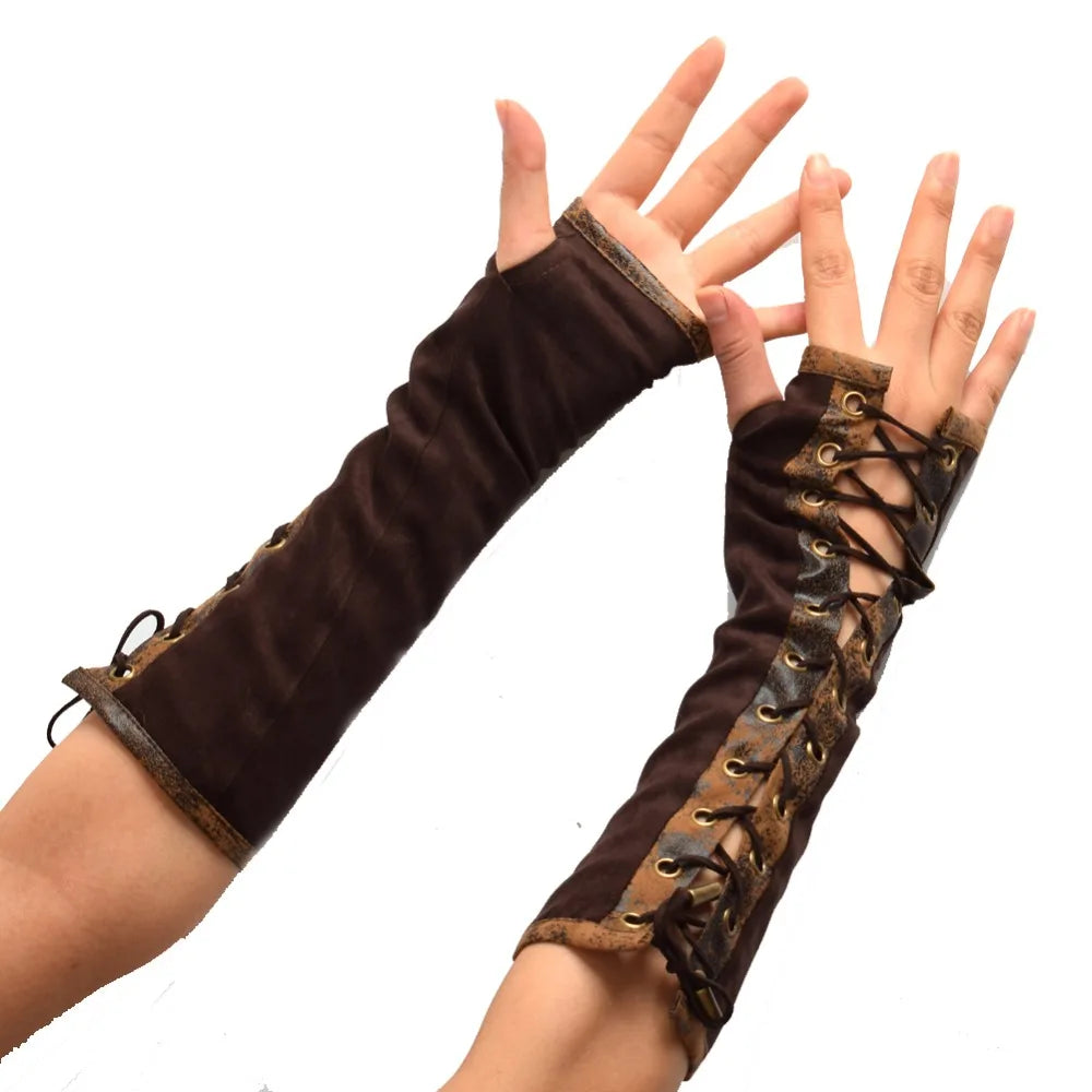 Half-Finger Gloves Ties Up Costume Accessories