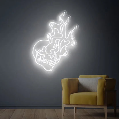 Custom Neon Skull Light - Handmade Wall Art Decor