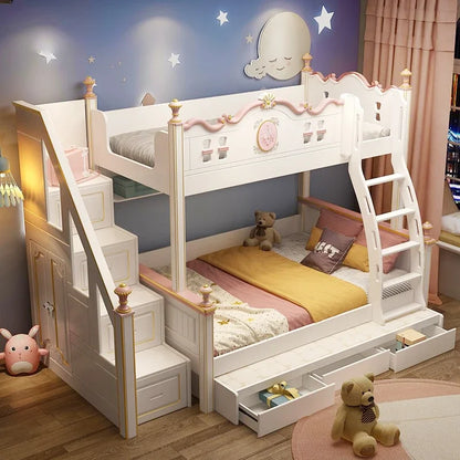 Up And Down Bunk Bed Girls Children's Bed Light Modern Luxury Queen Bunk Bunk Mother Beliche Kids Furniture For Bedroom GY50CB