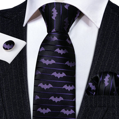 Barry.Wang Purple Silk Bat Tie For Men