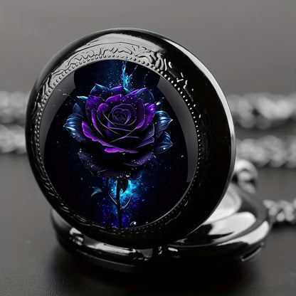 Name: Retro Orchid Quartz Pocket Watch & Necklace