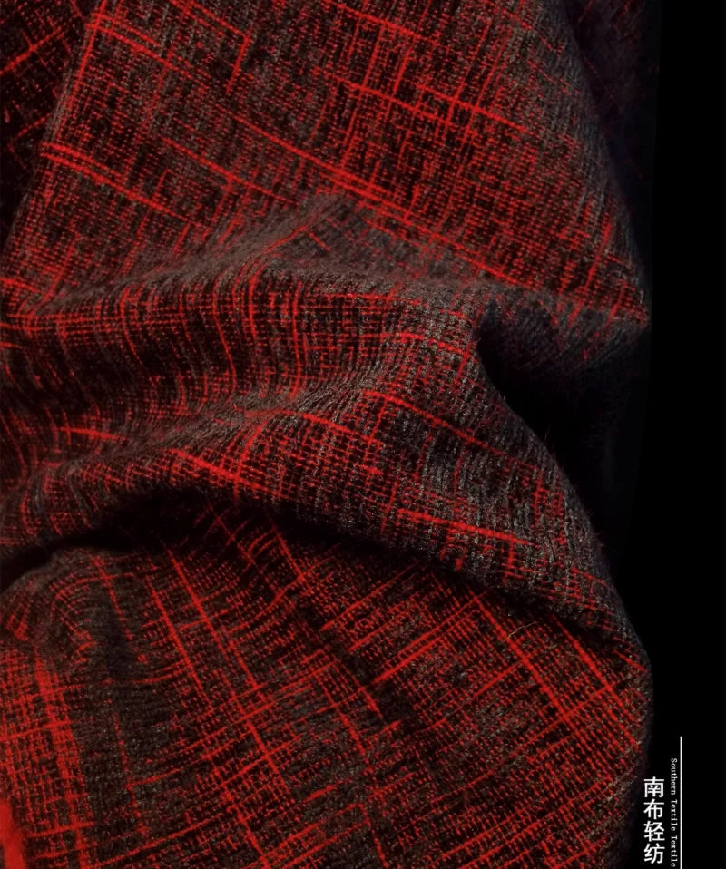 “Rich Red Velvet Textured Apparel Fabric for DIY”