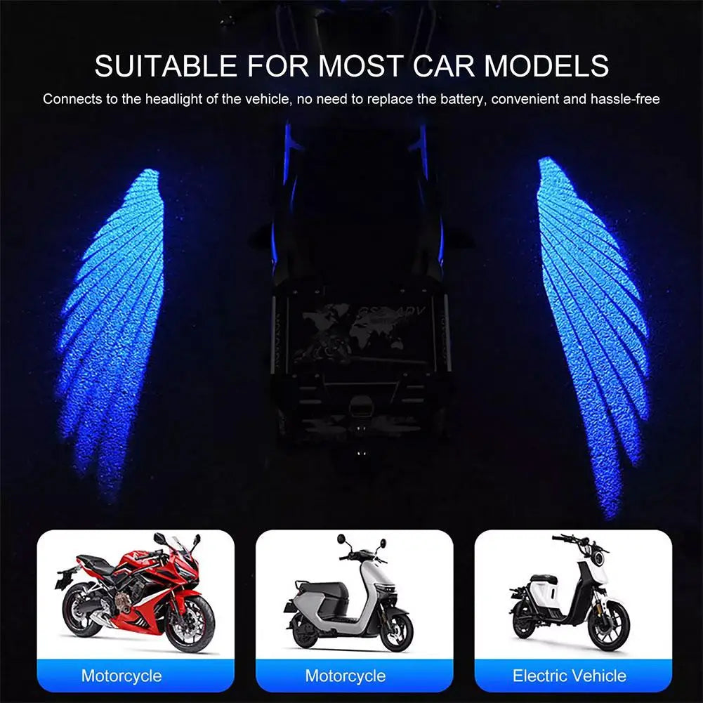 Winged Glow: Motorcycle LED Light Projectors Duo