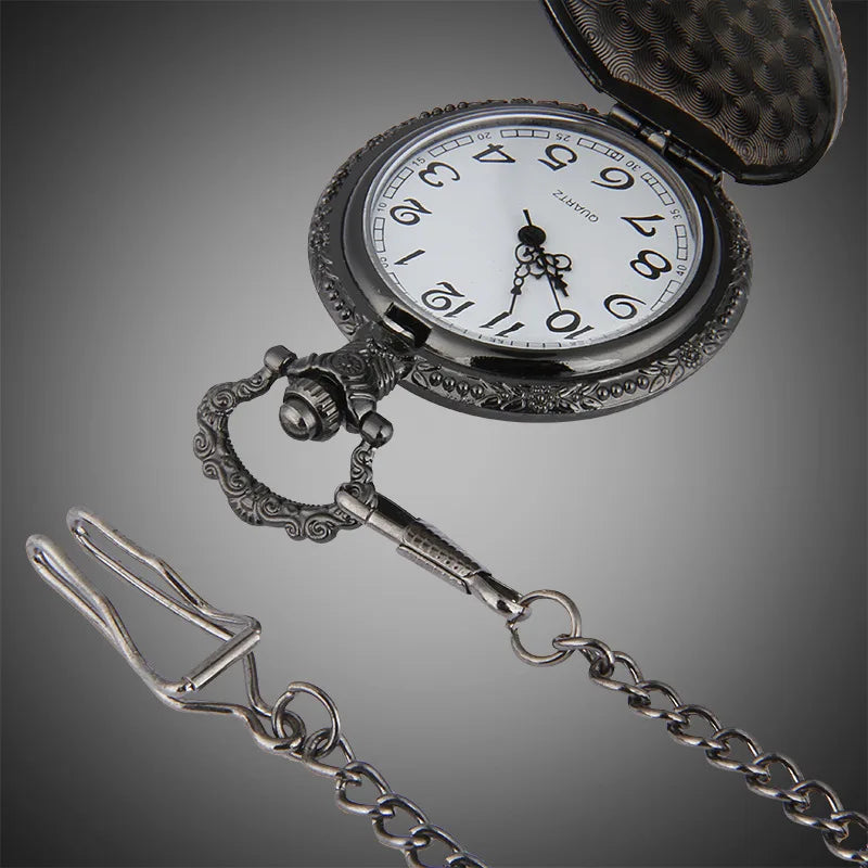 Retro Game Cross Fire Headshot Black Skull Quartz Pocket Watch