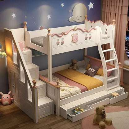 Up And Down Bunk Bed Girls Children's Bed Light Modern Luxury Queen Bunk Bunk Mother Beliche Kids Furniture For Bedroom GY50CB