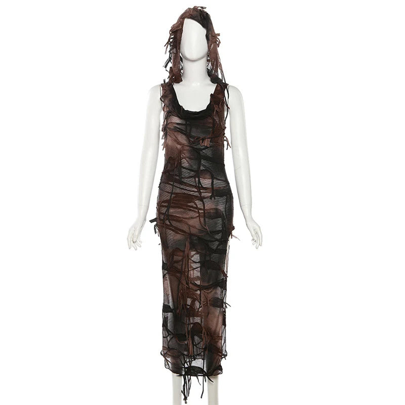 Tie Dye Hooded Grunge Dress