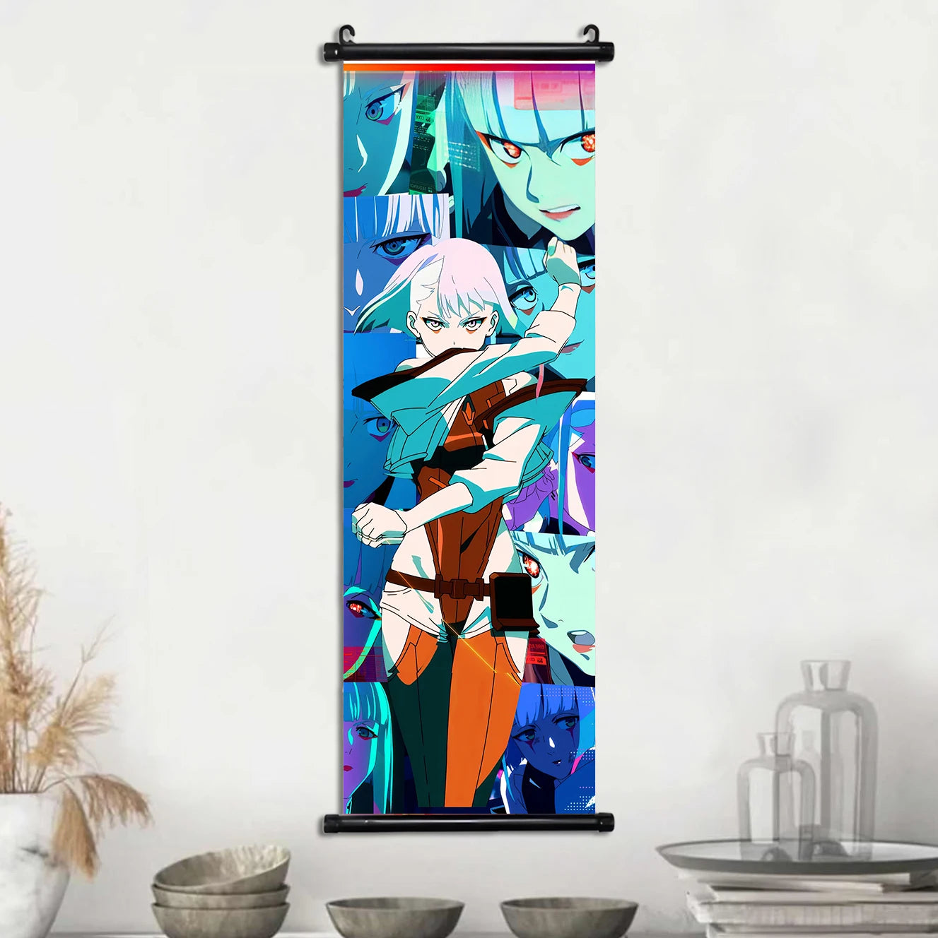 Cyber Rebecca Scroll Canvas: Futuristic Wall Art