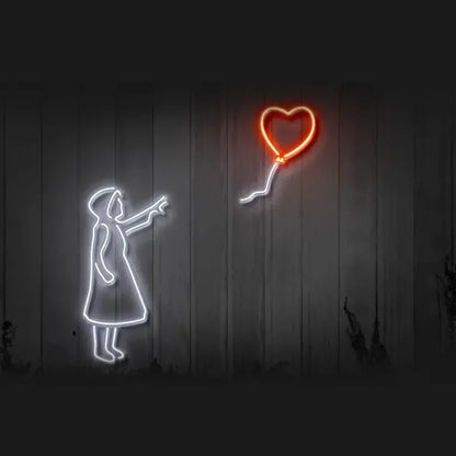 Girl with Balloon Neon Light