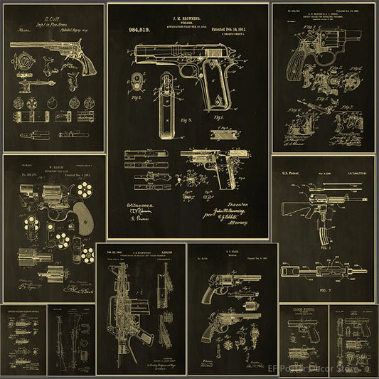 Gun Studies Posters Pistol/Rifle/Revolver