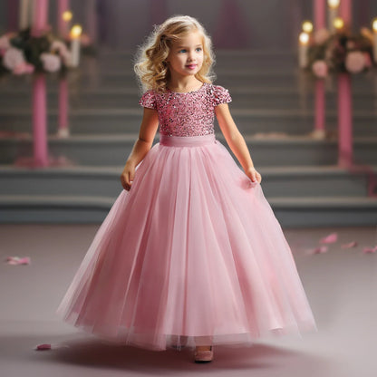 Girls' Dresses Bridesmaid Sequin Long Princess